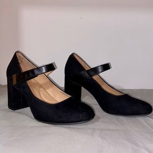 Black Suede Mary Jane Heel